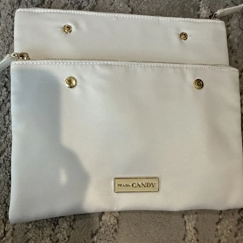 PRADA CANDY KISS Makeup Pouch Toiletry Case 2 pc snaps together